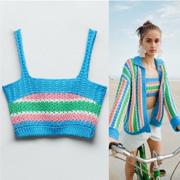 Zara Striped Knit Crop Top - Picture 1 of 11